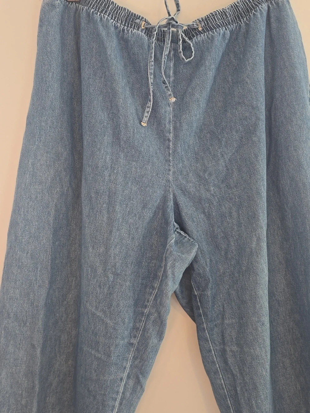 Vintage 90's Sailboat Plus Size Ty Light Blue Denim Drawstring Capri Pants - Picture 4 of 7